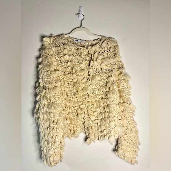 Zara Cream Textured Teddy Jacket - Picture 2 of 5